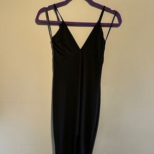 Dance & Marvel Black Midi Dress with Spaghetti Straps